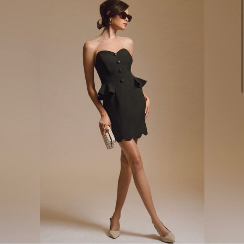 Eva Franco Strapless Peplum Dress